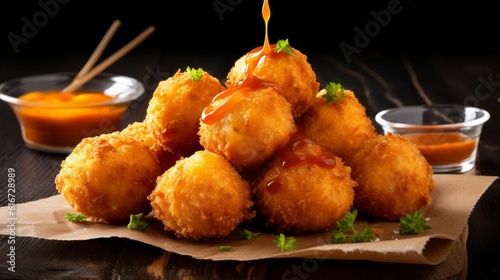 Golden cheese balls dish
