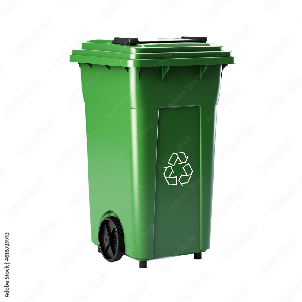 Green recycling bin isolated on transparent background Green recycling bin isolated on transparent background