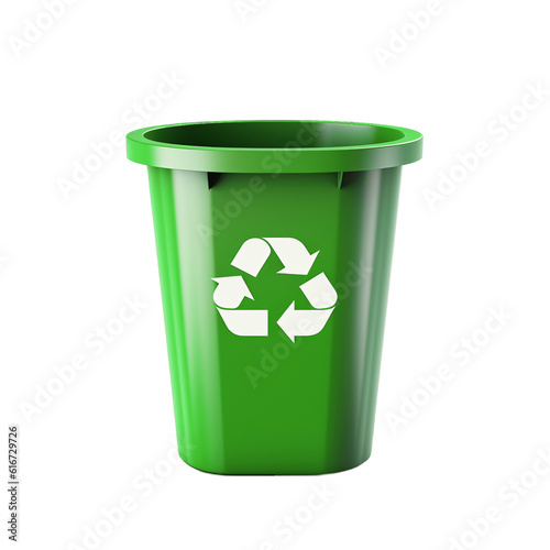 Green recycling bin isolated on transparent background 