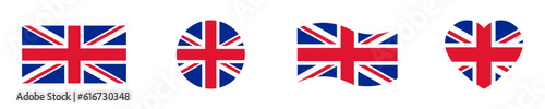 Fotografia, Obraz Set of national great Britain flag vector icons