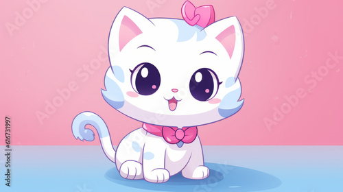 cute kitty character in animation style with big eye © Keitma