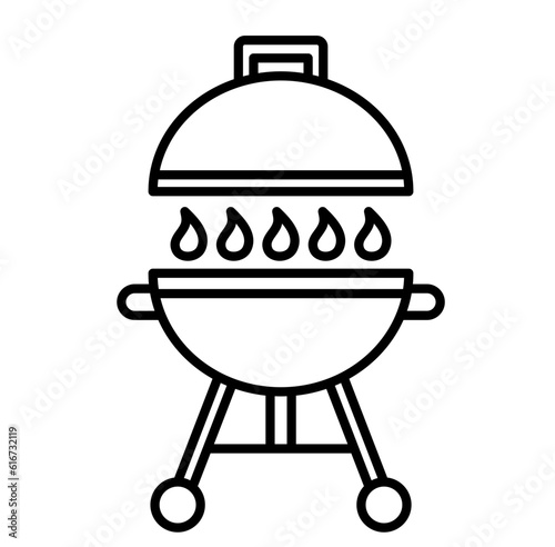 Portable grill camping vacation outline icon 