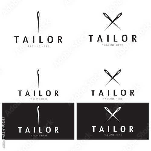 tailor logo icon illustration template combination of buttons for clothes, thread and sewing machine, for clothing product design, convection companies, fashion in vector form