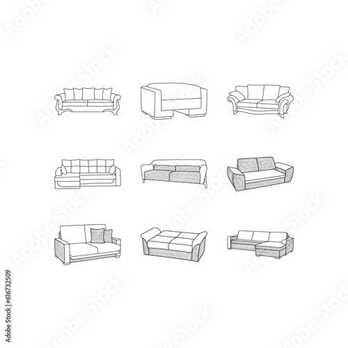 set of Sofa comfortable interior icon collection, vector design and illustration template, logo for your company
