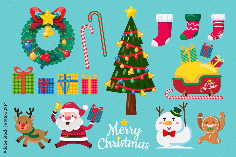 Christmas object design elements for invitation card, party, New Year, Christmas Christmas object design elements for invitation card, party, New Year, Christmas