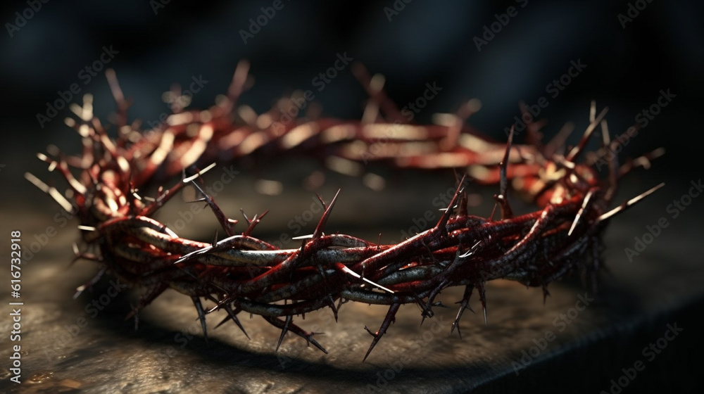 Fototapeta premium Crown Of Thorns Jesus Christ. Generative Ai