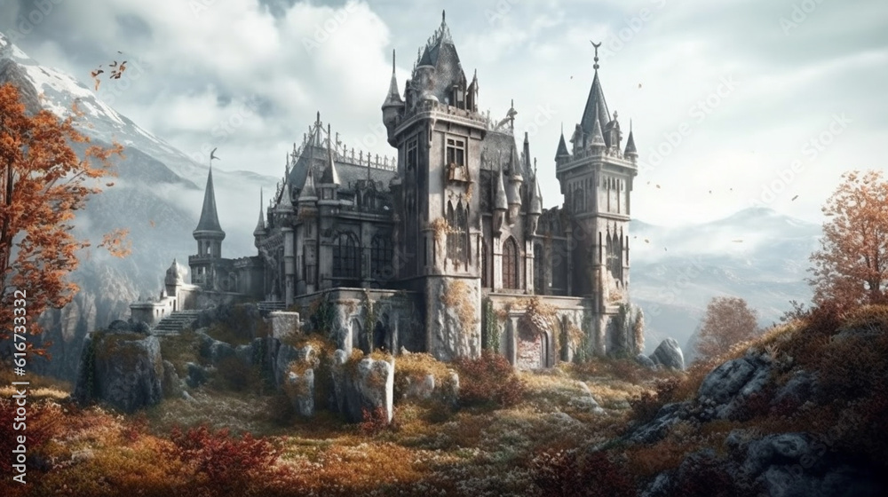 Gothic castle. Generative Ai
