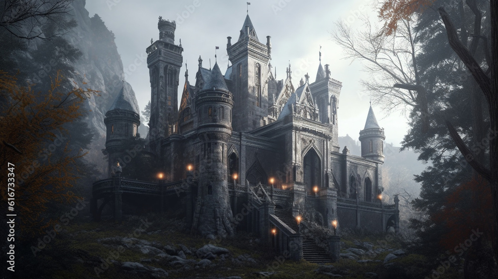 Gothic castle. Generative Ai