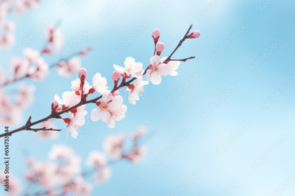 Spring floral abstract background with apricot blossoms and blue sky Perfect for Easter cards, Generative AI Spring floral abstract background with apricot blossoms and blue sky Perfect for Easter cards, Generative AI