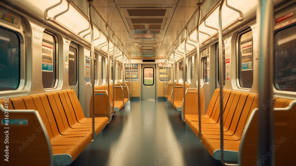 Metro train interior. Generative Ai Metro train interior. Generative Ai