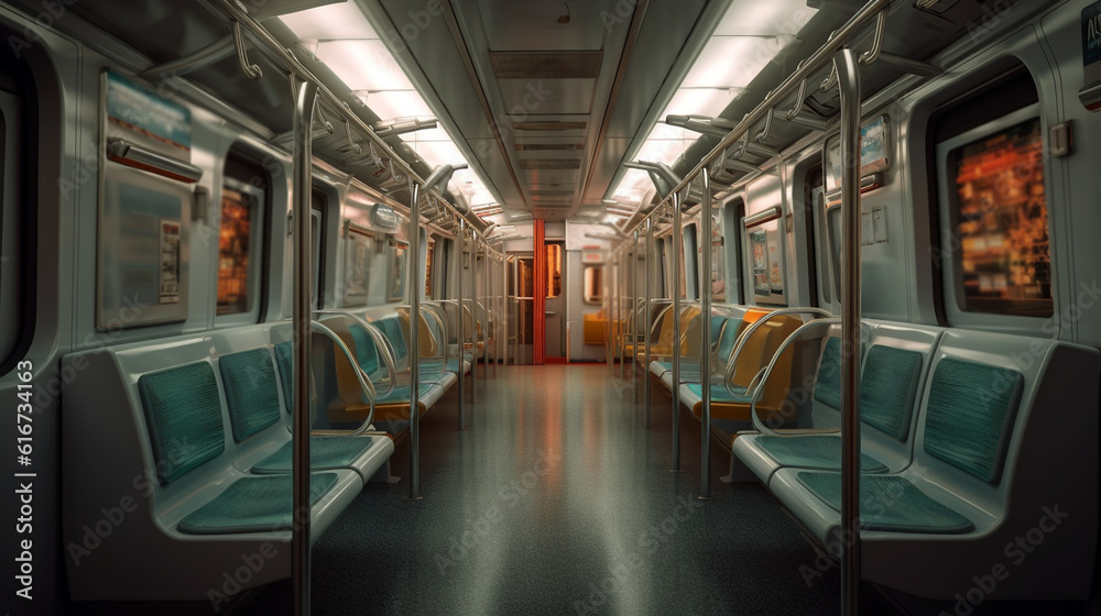 Metro train interior. Generative Ai Metro train interior. Generative Ai