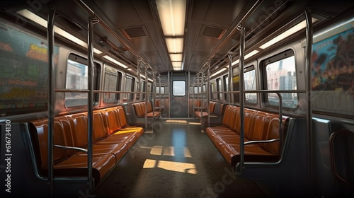 Metro train interior. Generative Ai