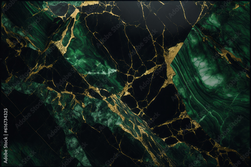 Green and black marble stone texture with gold veins, generative AI ...