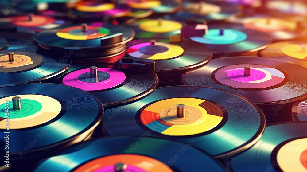 Music background with vinyl records. Generative Ai Music background with vinyl records. Generative Ai