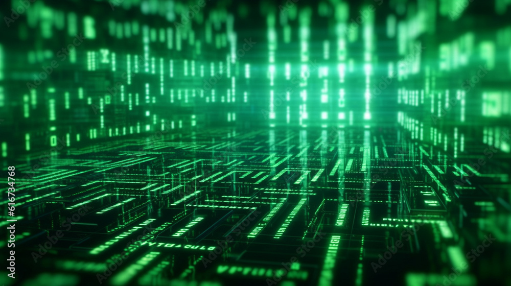 Soft green font in matrix style. Generative Ai Soft green font in matrix style. Generative Ai