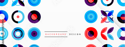 Colorful circles in a grid composition abstract background. Design for wallpaper, banner, background, landing page, wall art, invitation, prints, posters