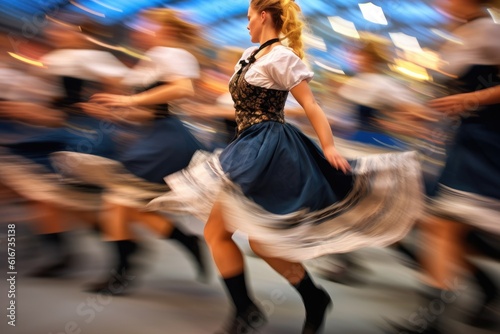 A traditional Bavarian folk dance performance at the festival. Generative AI photo