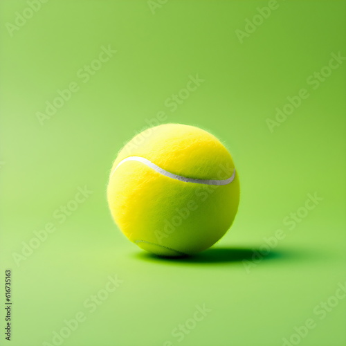 tennis ball isolated on plain green studio background made with generative ai