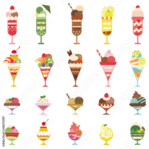 かわいいパフェとサンデーのセット