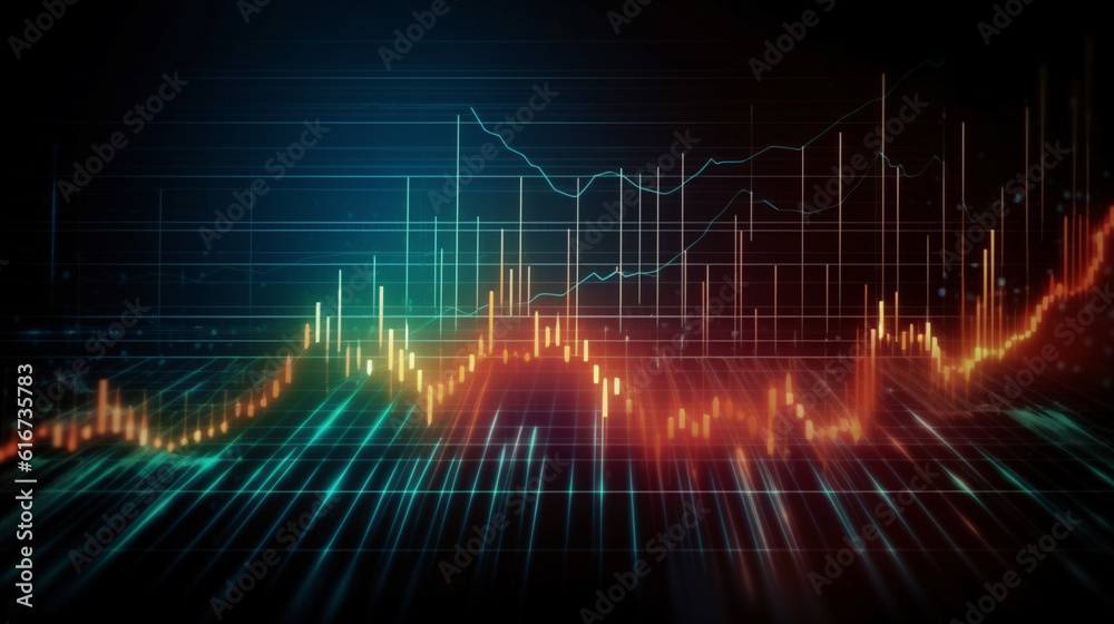 Stock market chart red line concept art, Generative AI Stock market chart red line concept art, Generative AI