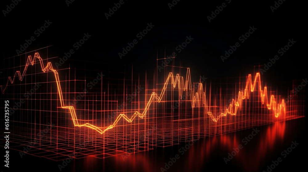 Stock market chart red line concept art, Generative AI