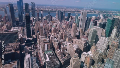 Beautiful aerial view of skyscrapers and store Macy's 34th street store  in Manhattan New York. New York.
