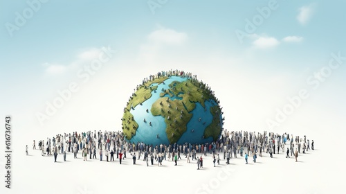 Fototapeta Naklejka Na Ścianę i Meble -  World population day illustrations generated from population composition maps.AI generated.