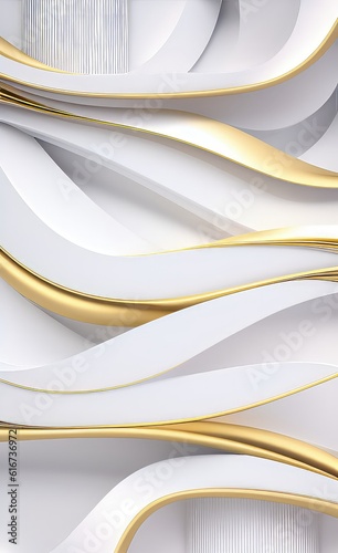 Curvy and wavy metallic golden cover background with grey and white color tone.