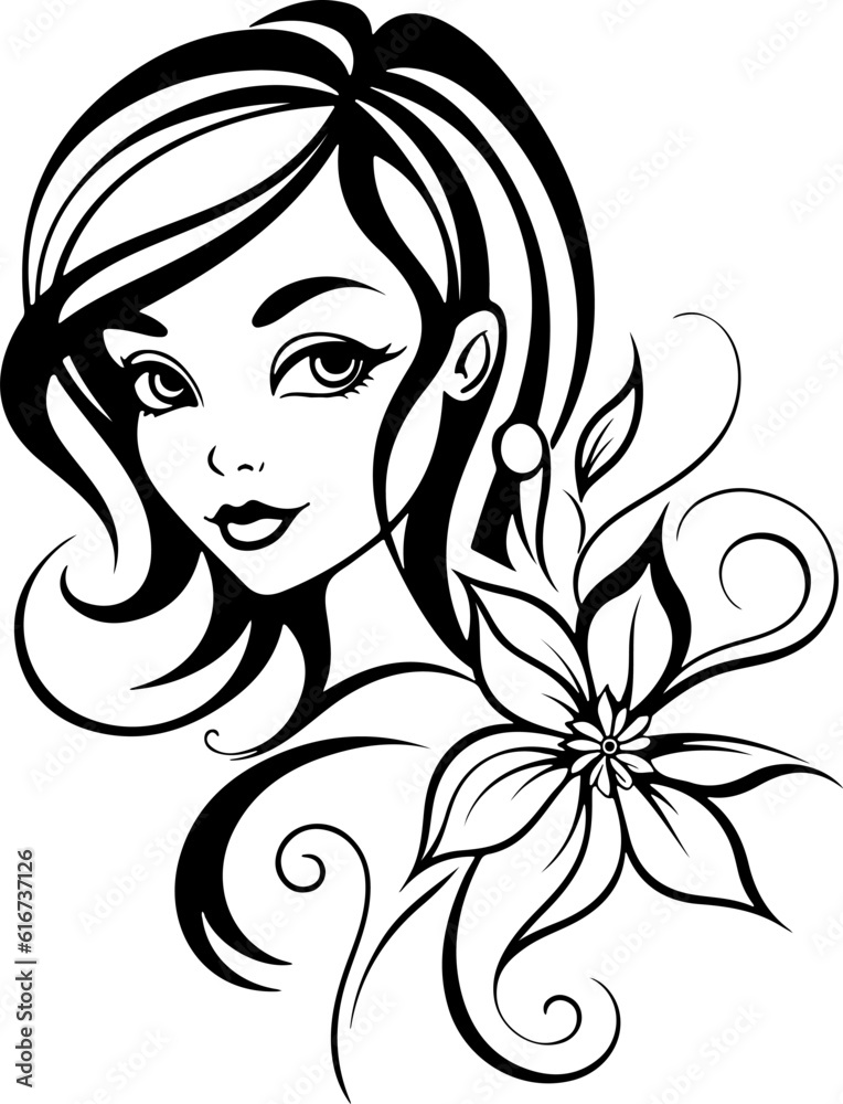 Vector illustration, a joyful young woman radiating happiness and vibrant energy.