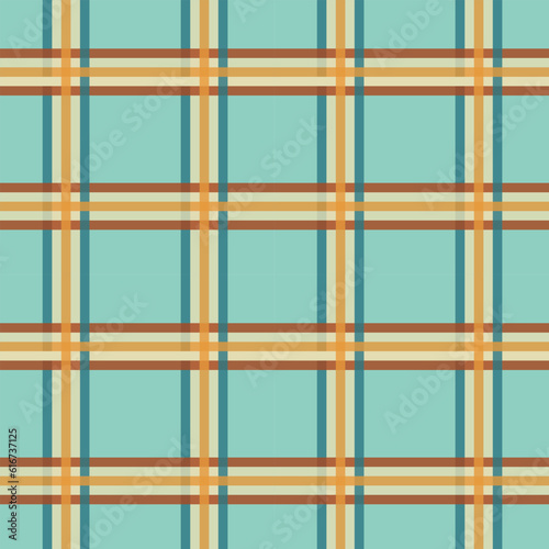 vector illustration of a seamless pattern dark-blue-brown-orange cage on an blue background - autumn background for textile, packaging, web design