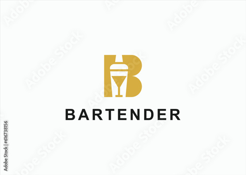 bartender logo design vector silhouette illustration