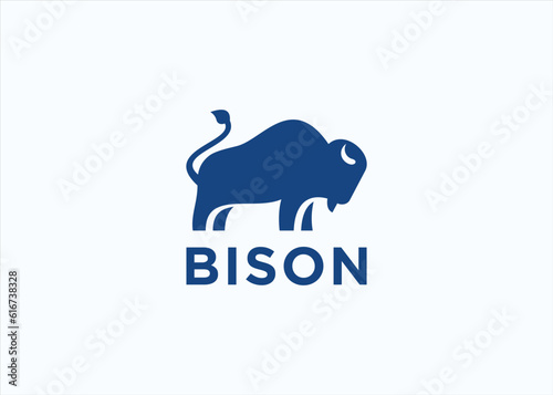 bison logo design vector silhouette illustration