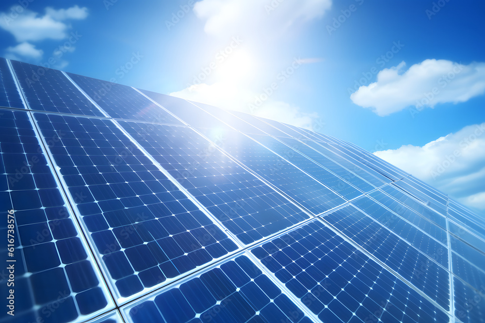green energy solar photovoltaic panels with sky on background green energy solar photovoltaic panels with sky on background