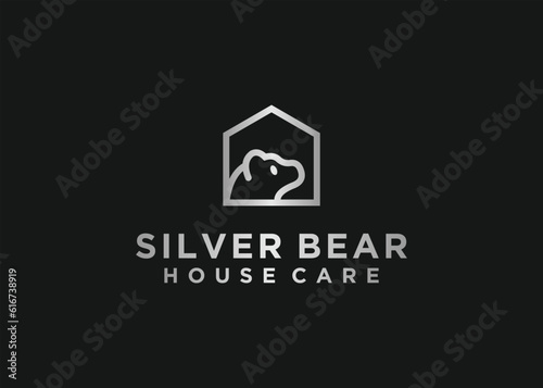 bear house logo design vector silhouette illustration