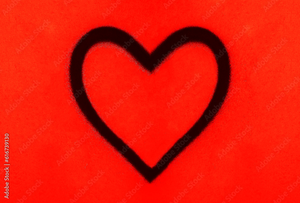 Spray graffiti black heart symbol. red wall on background. Fall in love and St. Valentine's day. concept of 14th february. Happy Valentines day sign, symbol. Spray graffiti black heart symbol. red wall on background. Fall in love and St. Valentine's day. concept of 14th february. Happy Valentines day sign, symbol.