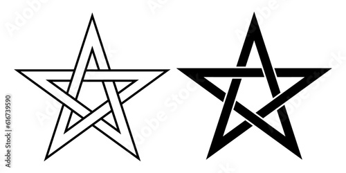 outline silhouette pentagram star set isilated on white background photo