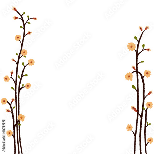 flower frame border in textured hand drawn illustration photo