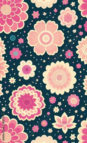 Vintage style pastel colored flower pattern background.