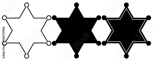 black white Sheriff star badge set isolated on white background