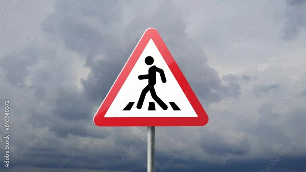 Road sign crosswalk on sky background Road sign crosswalk on sky background