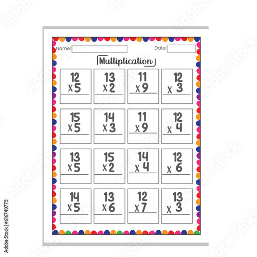 Multiplication Worksheet Math Activity