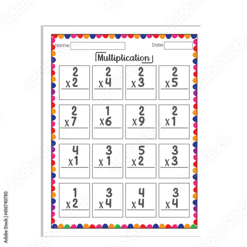 Multiplication Worksheet Math Activity