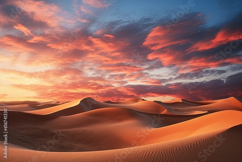 Sunset over Desert Sand Dunes