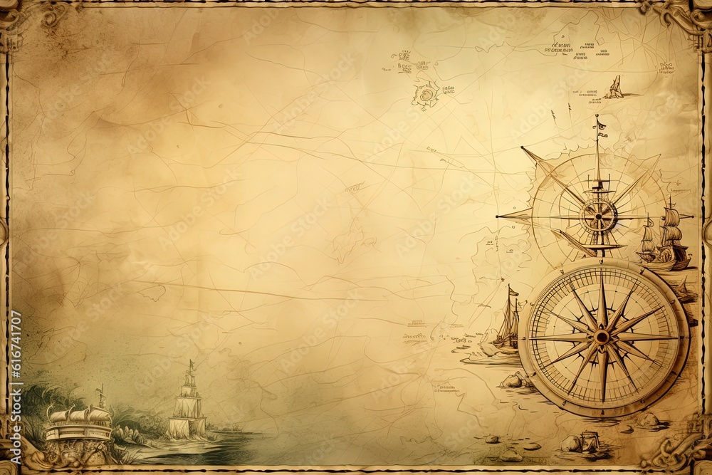 Fototapeta premium Antique Nautical Map Background