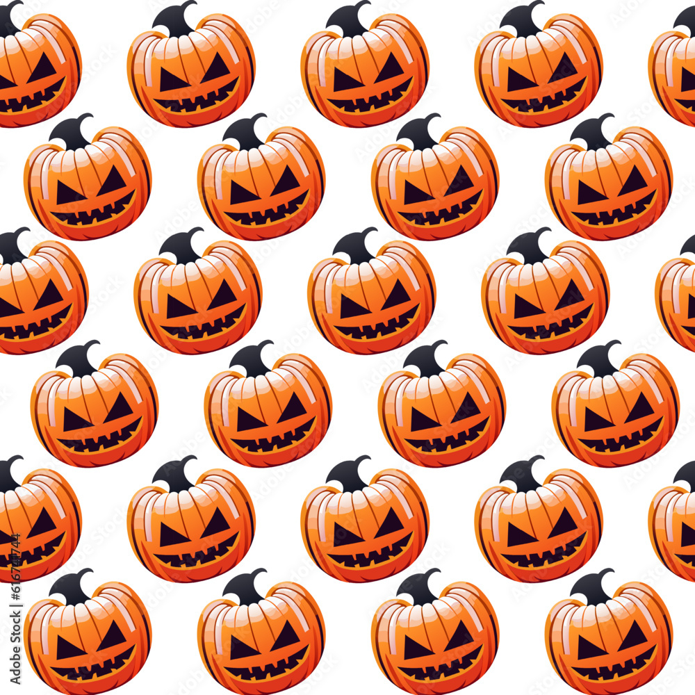 Halloween pumpkins pattern. Seamless vector background with Jack o lanterns.