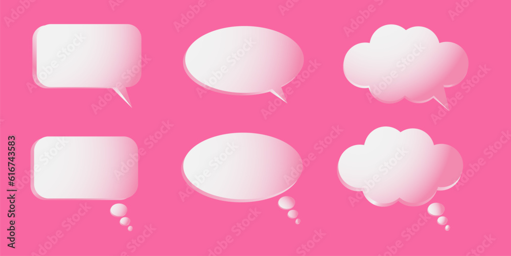 3d pink speech bubble chat icon collection set poster and sticker concept Banner 3d pink speech bubble chat icon collection set poster and sticker concept Banner