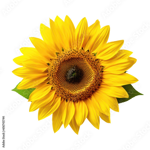 Beautiful close-up sunflower in full bloom isolated on transparent background. Png clip art floral element. Generated with AI.