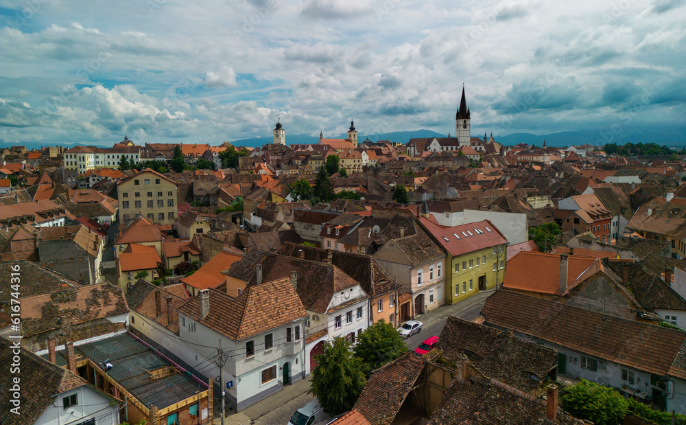 Aerial view of Sibiu in Transylvania, Romania