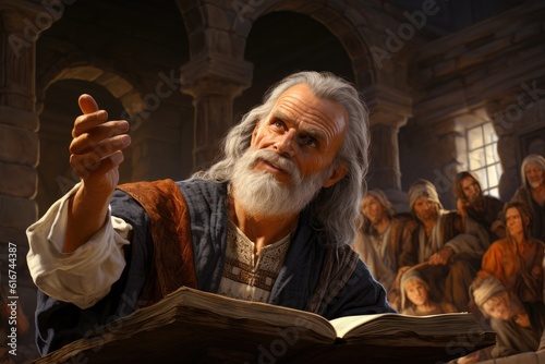 Obraz na plátně Apostle Paul preaching in the synagogue to the Ephesians Generative AI Illustrat