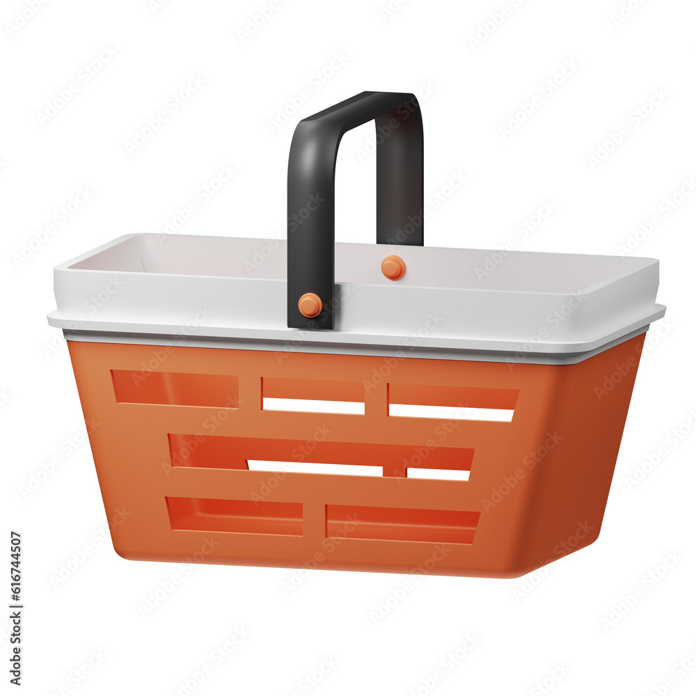 Empty shopping carts or basket 3d icon render illustration Empty shopping carts or basket 3d icon render illustration